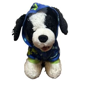 Build-a-Bear Black &‎ White Dog Plush Stuffed Animal 13" w/Outfit Cute